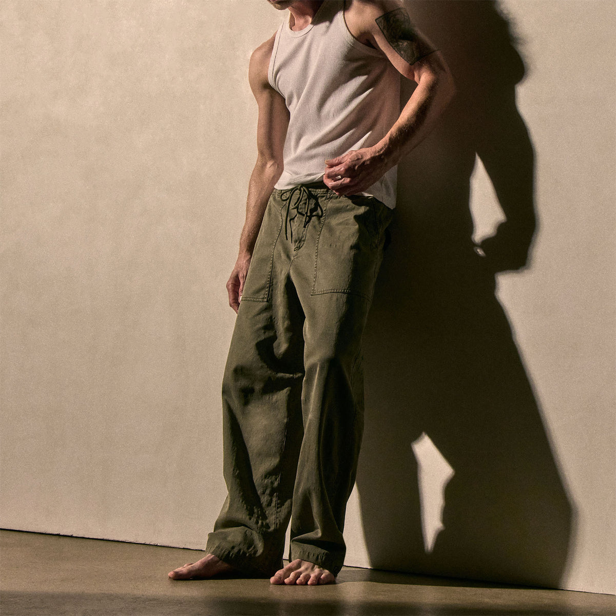 Slub Cotton Utility Flight Pant - Birch Pigment
