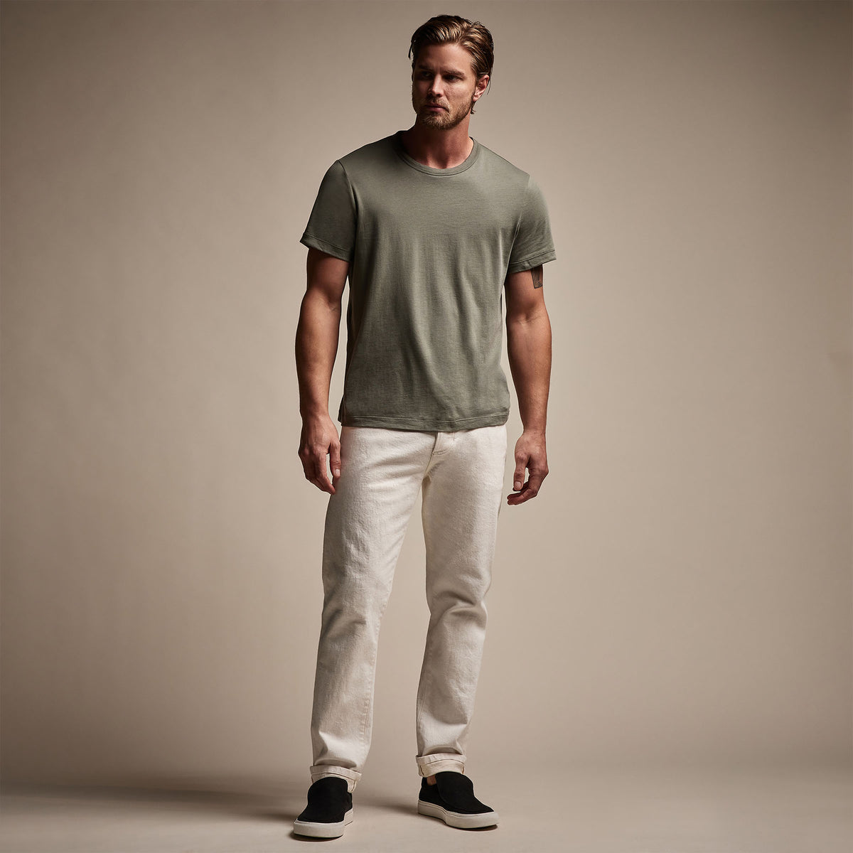 Brushed Lotus Crew in Palm | James Perse Los Angeles