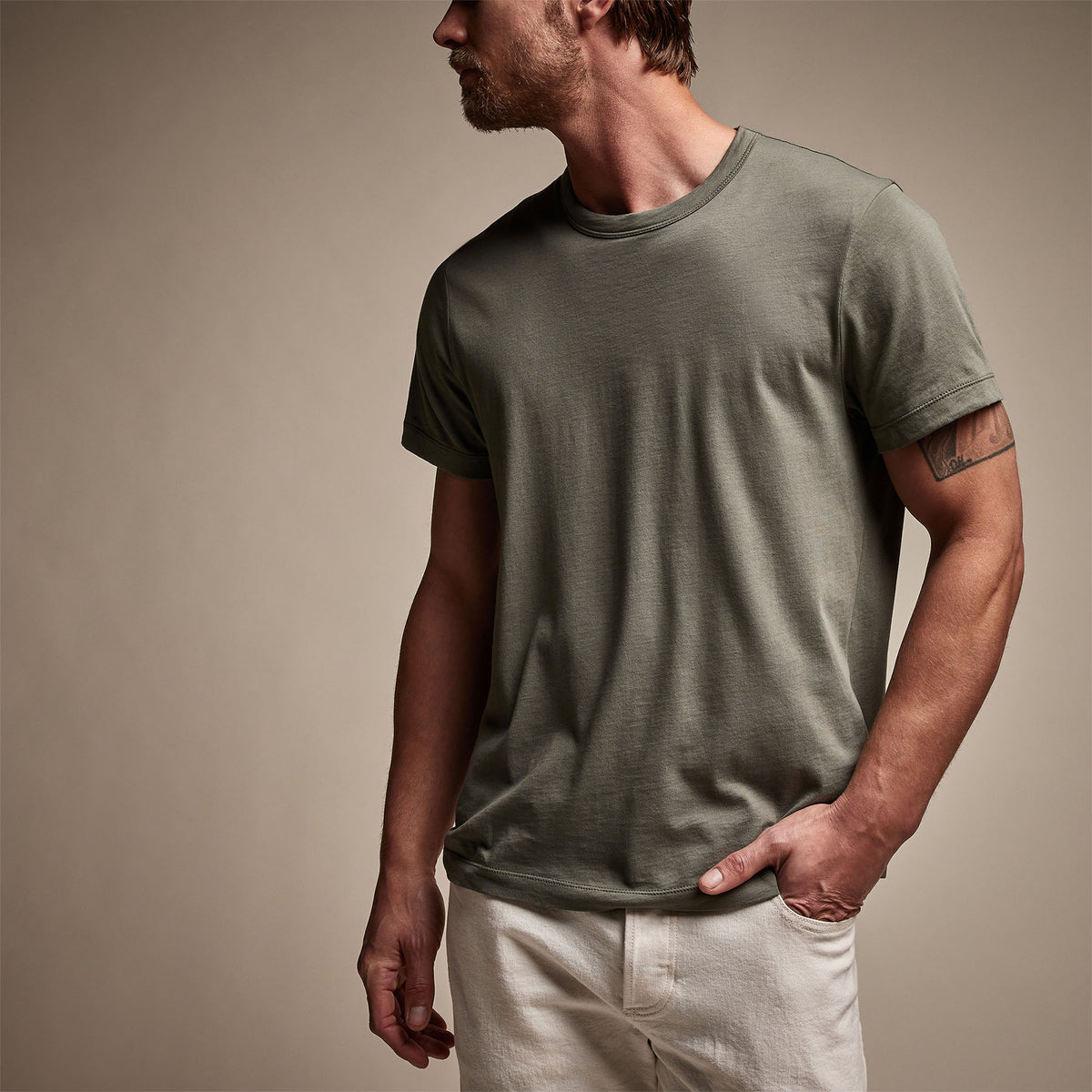 Brushed Lotus Crew in Palm | James Perse Los Angeles
