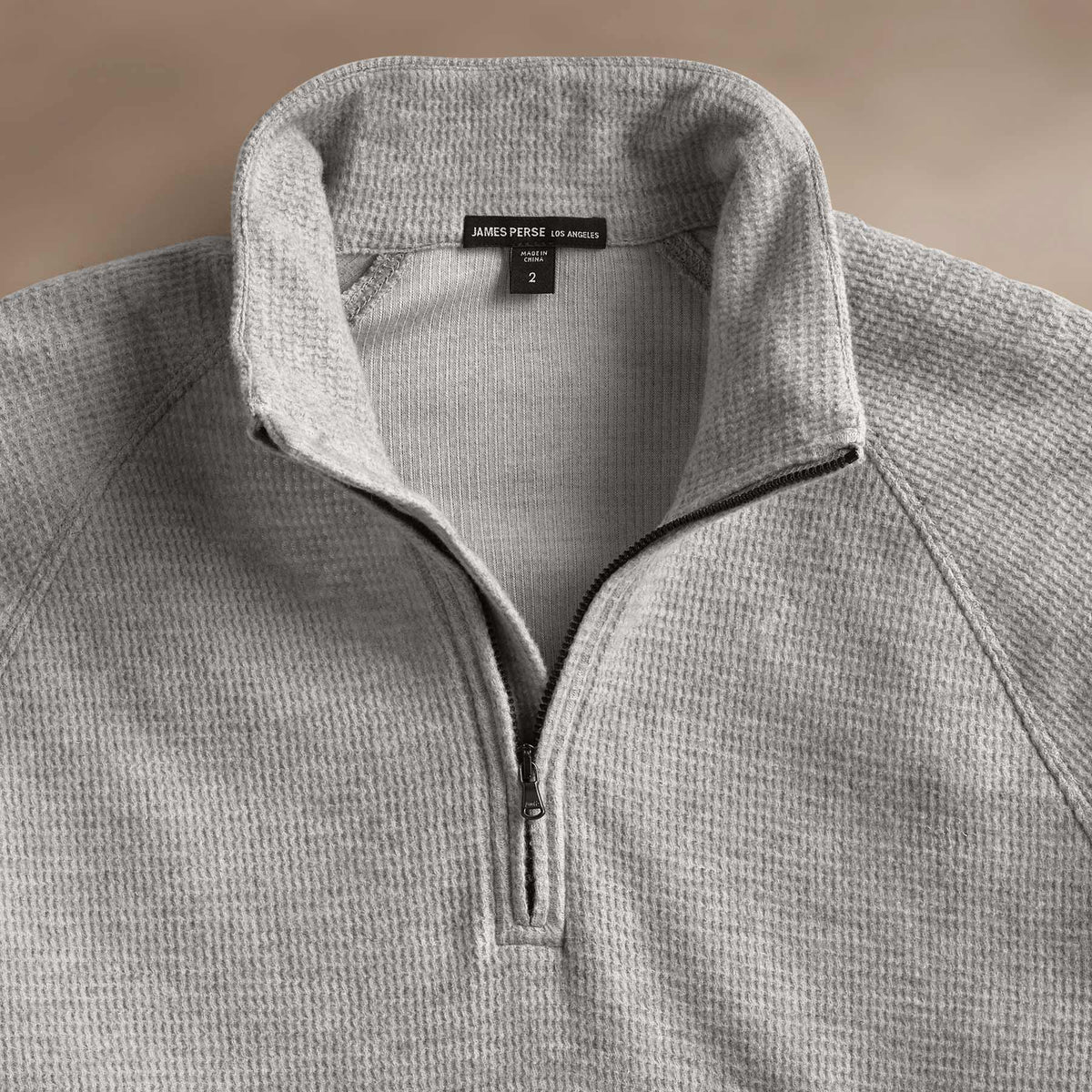 Brushed Thermal Half Zip in Heather Grey | James Perse Los Angeles