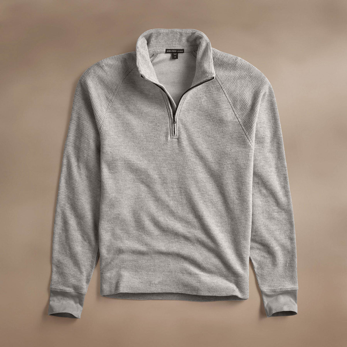 Brushed Thermal Half Zip in Heather Grey | James Perse Los Angeles