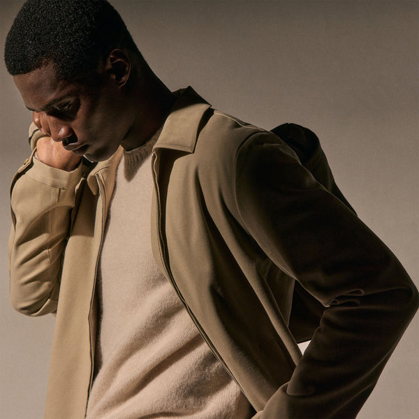 Zip Front Coach Jacket in Light Khaki | James Perse Los Angeles