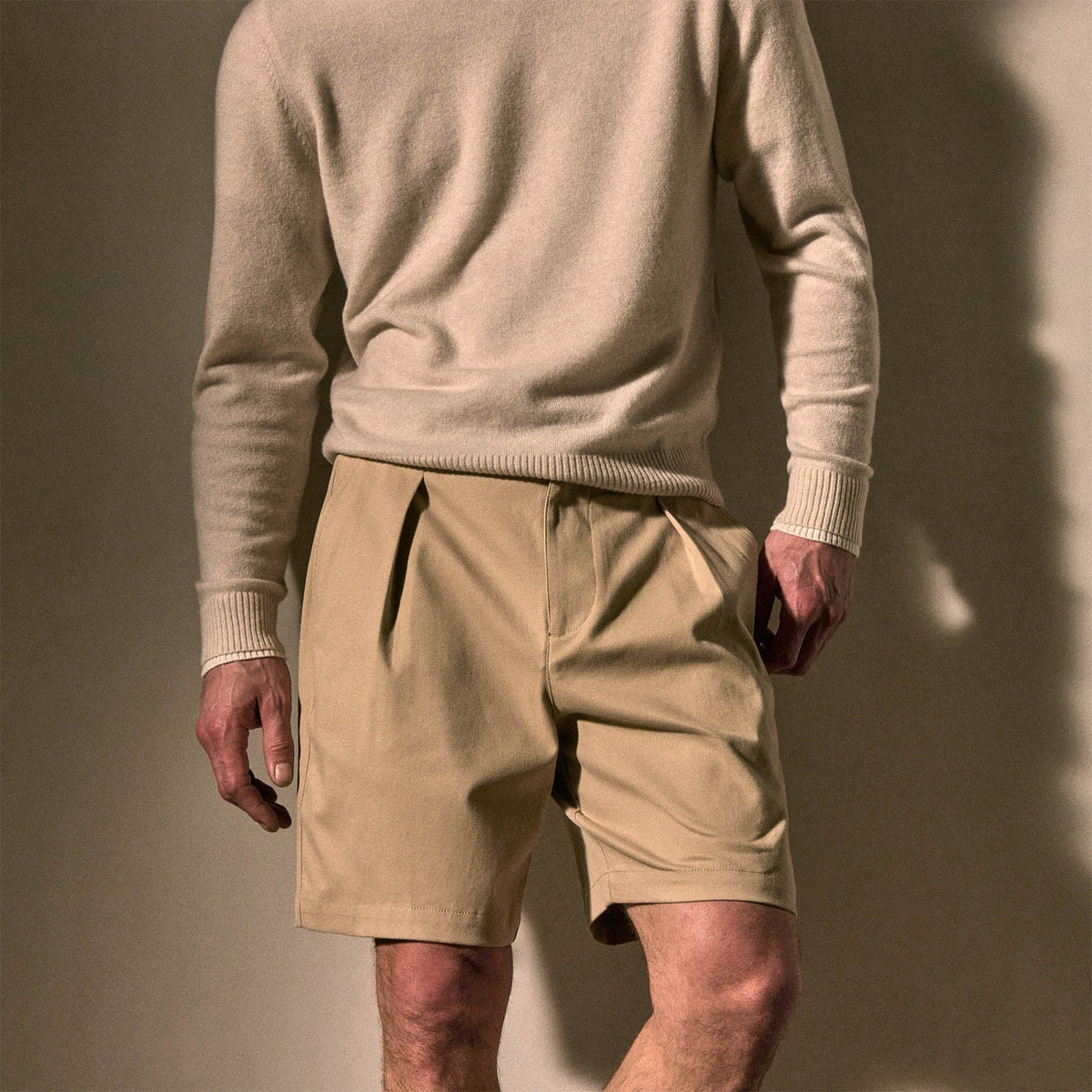 Oversized Pleated Shorts in Light Khaki | James Perse Los Angeles