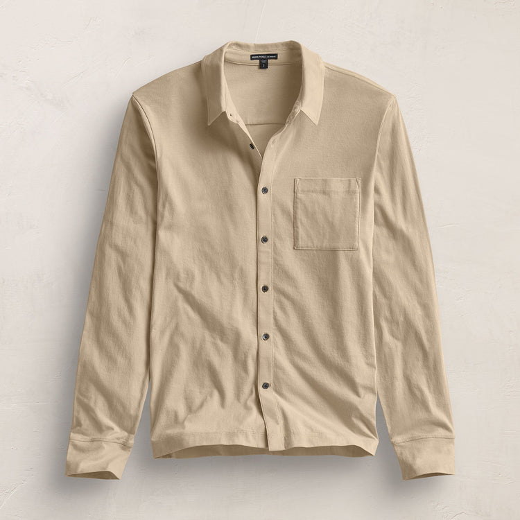 Clean Finish Jersey Shirt in Light Khaki | James Perse Los Angeles