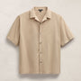 Oversized Stretch Poplin Short Sleeve Shirt in Light Khaki | James Perse Los Angeles
