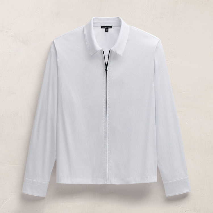Zip Up Shirt in White | James Perse Los Angeles