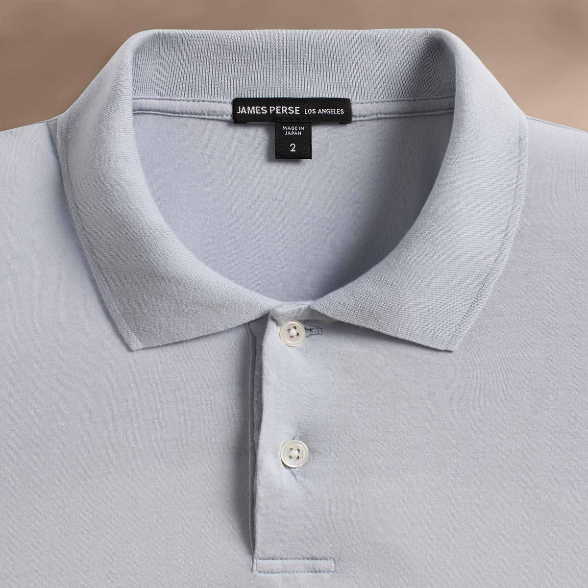 Luxe Lotus Jersey Long Sleeve Polo in Grey Glacier | James Perse Los Angeles