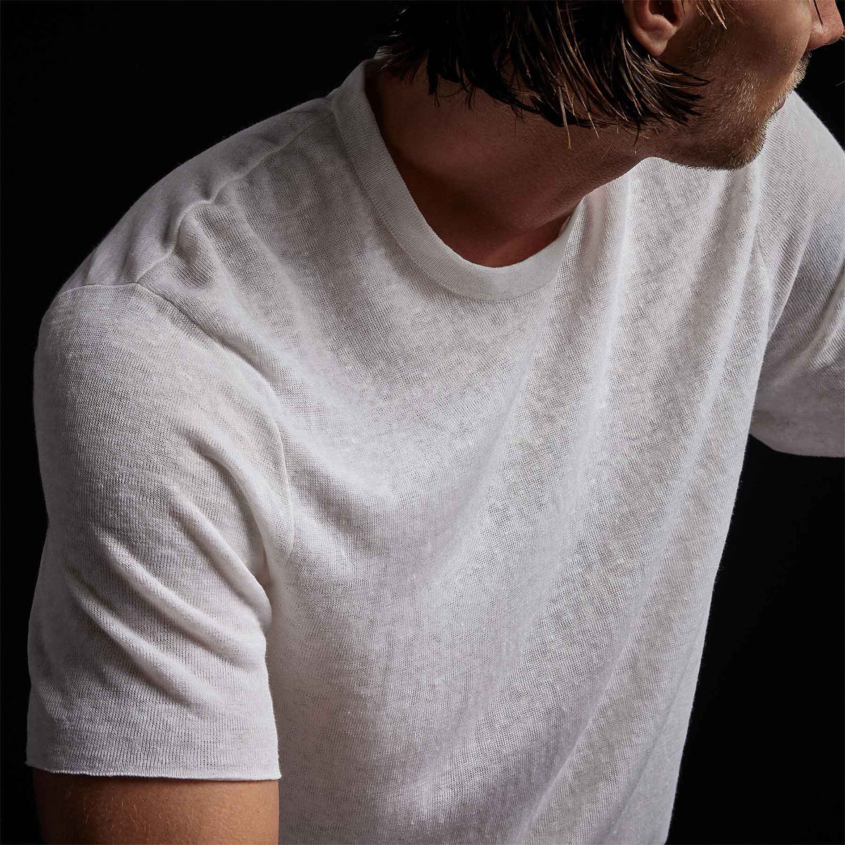 Desert Linen Crew in White/White | James Perse Los Angeles