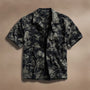 Island Poplin Print Short Sleeve Shirt in Black/Army Green Pigment | James Perse Los Angeles