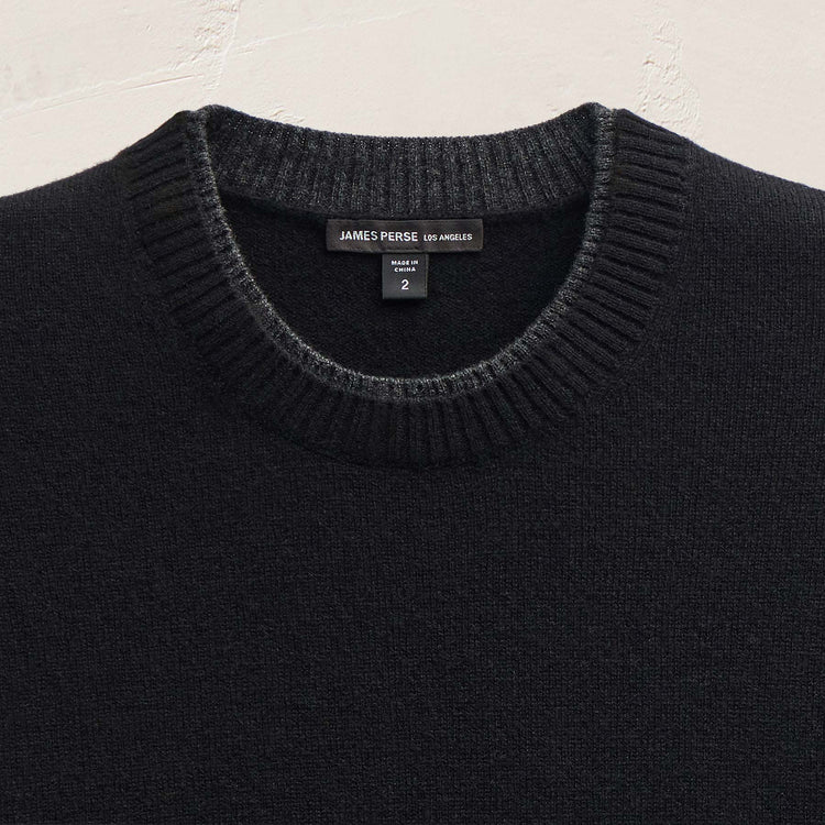 Italian Spun Cashmere Crew in Black/Anthracite | James Perse Los Angeles