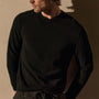 Italian Spun Cashmere Crew in Black/Anthracite | James Perse Los Angeles