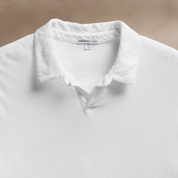 Slub Jersey Open Polo in White | James Perse Los Angeles
