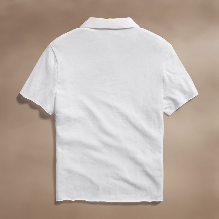 Slub Jersey Open Polo in White | James Perse Los Angeles