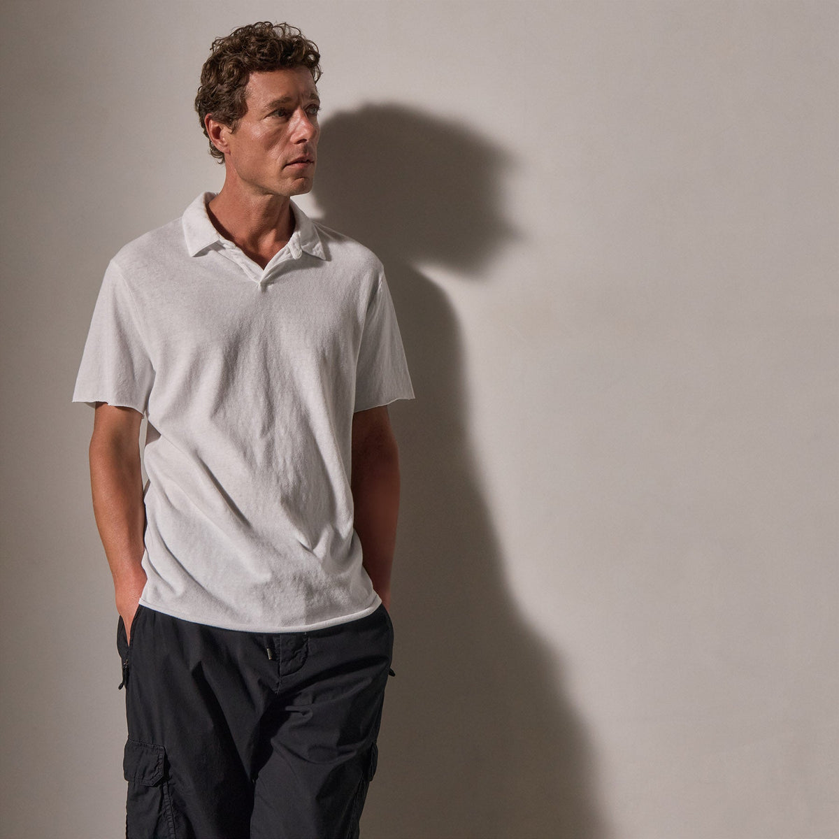 Slub Jersey Polo in White | James Perse Los Angeles
