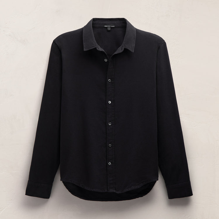 Cotton Flannel Shirting in Blue Black | James Perse Los Angeles