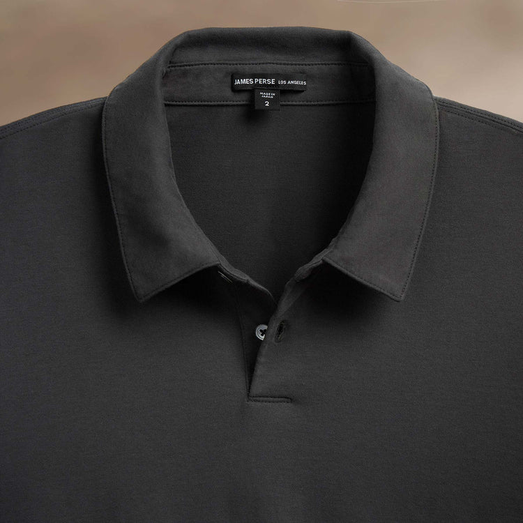 Heavy Luxe Jersey Long Sleeve Polo in Magma | James Perse Los Angeles