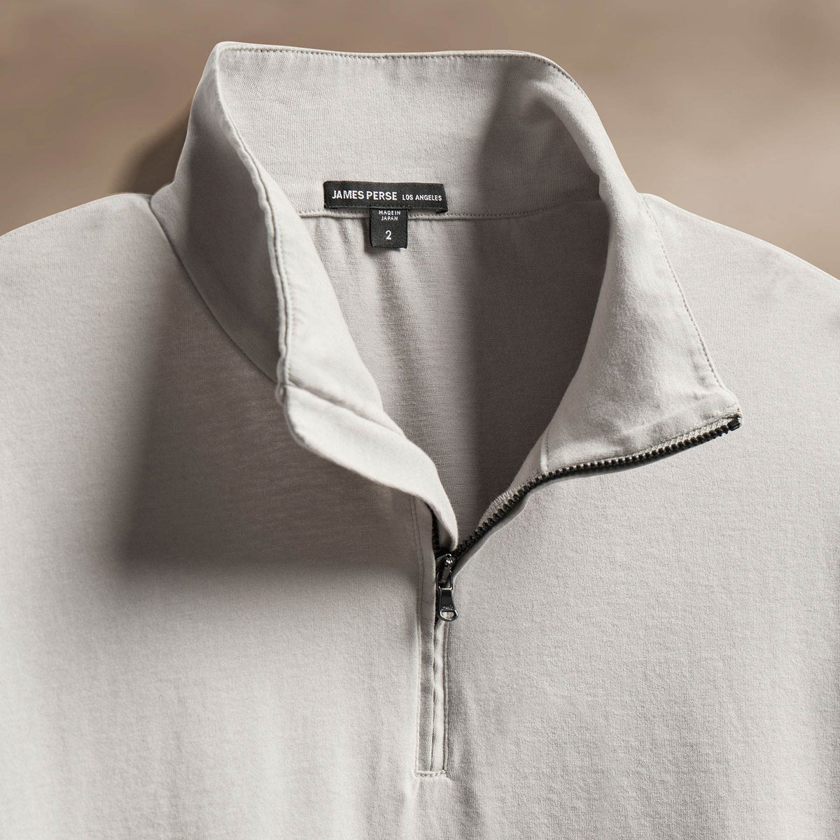 Luxury Organic Jersey Half Zip in Concrete | James Perse Los Angeles