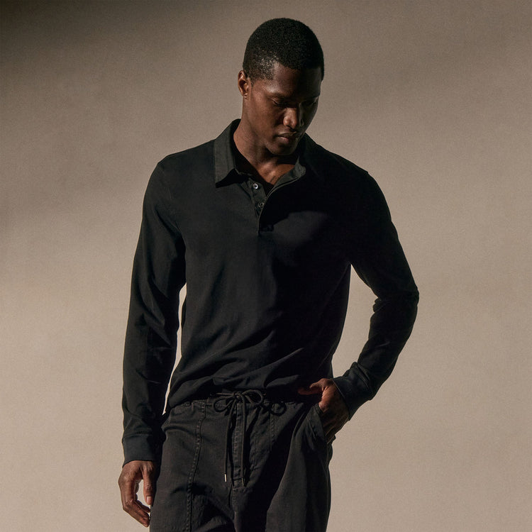 Heavy Luxe Rugby Polo in Black | James Perse Los Angeles