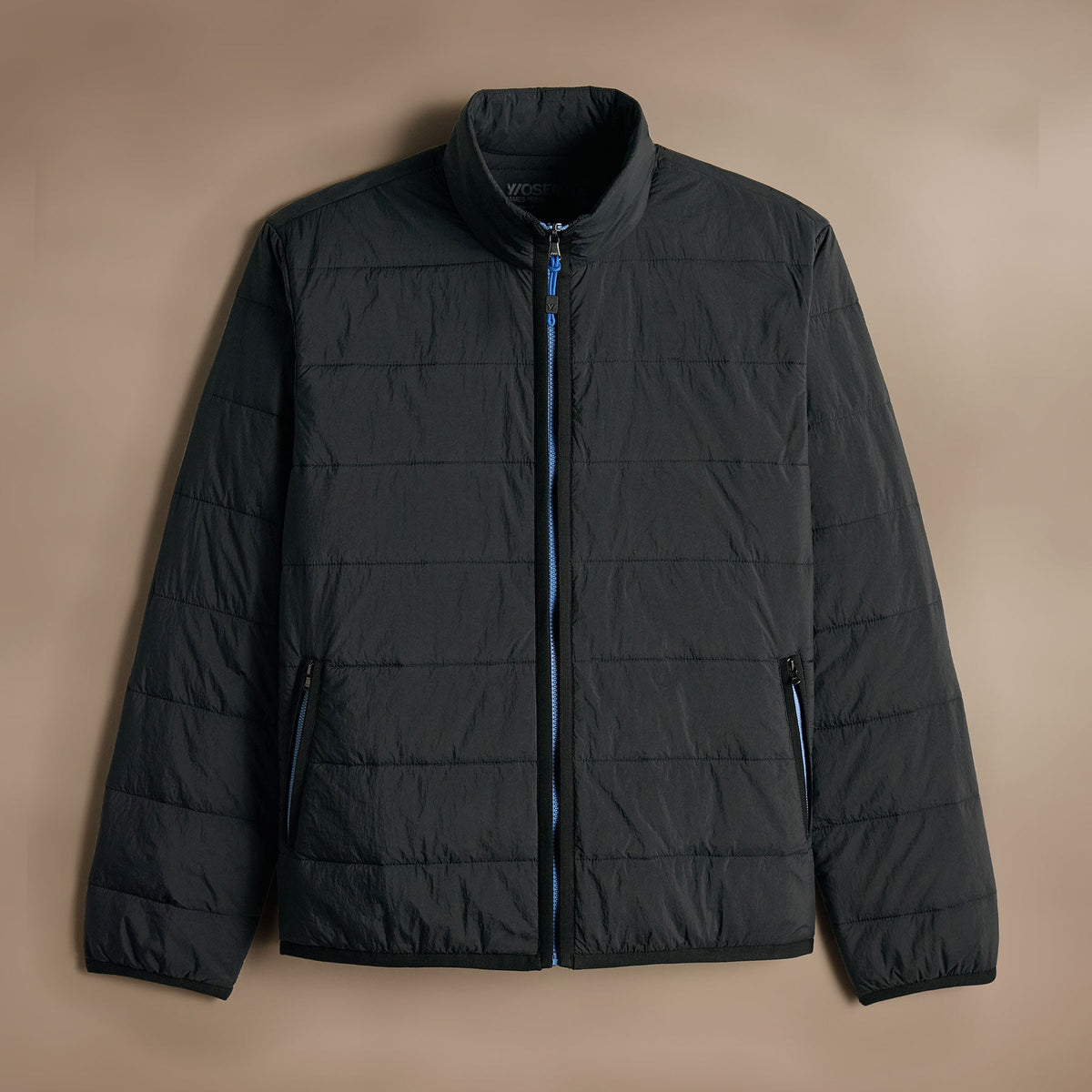 Contrast Zip Insulated Jacket in Black/Black/Blue | James Perse Los Angeles