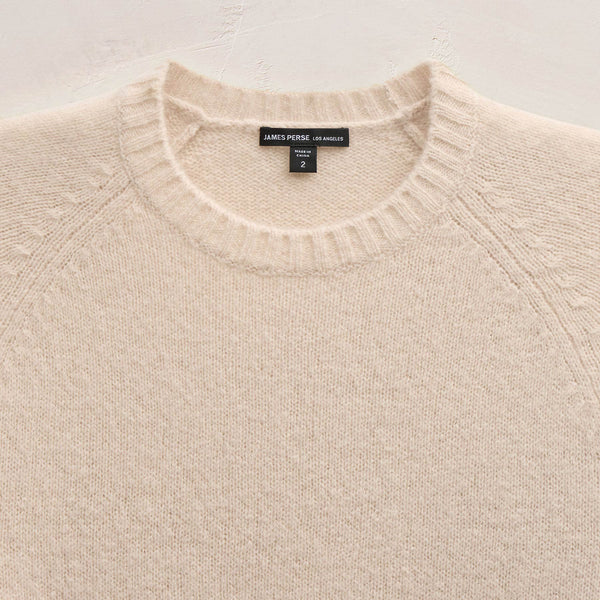 Lightweight Textured Cashmere Crew in Wheat | James Perse Los Angeles