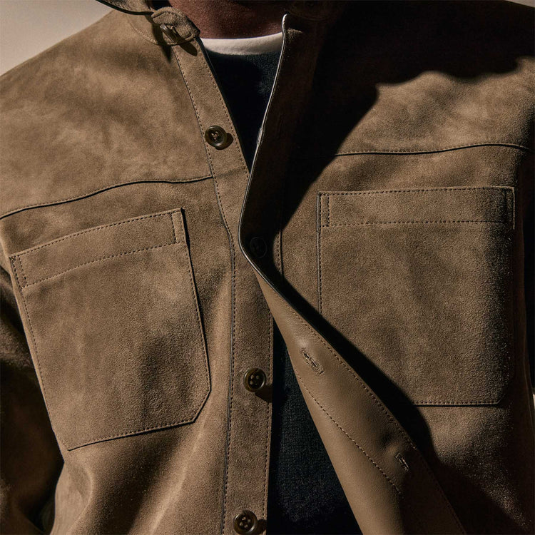 Suede Western Shirt in Caribou | James Perse Los Angeles