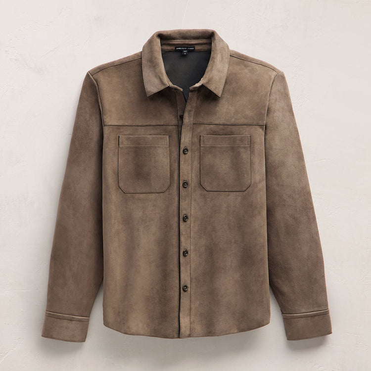 Suede Western Shirt in Caribou | James Perse Los Angeles