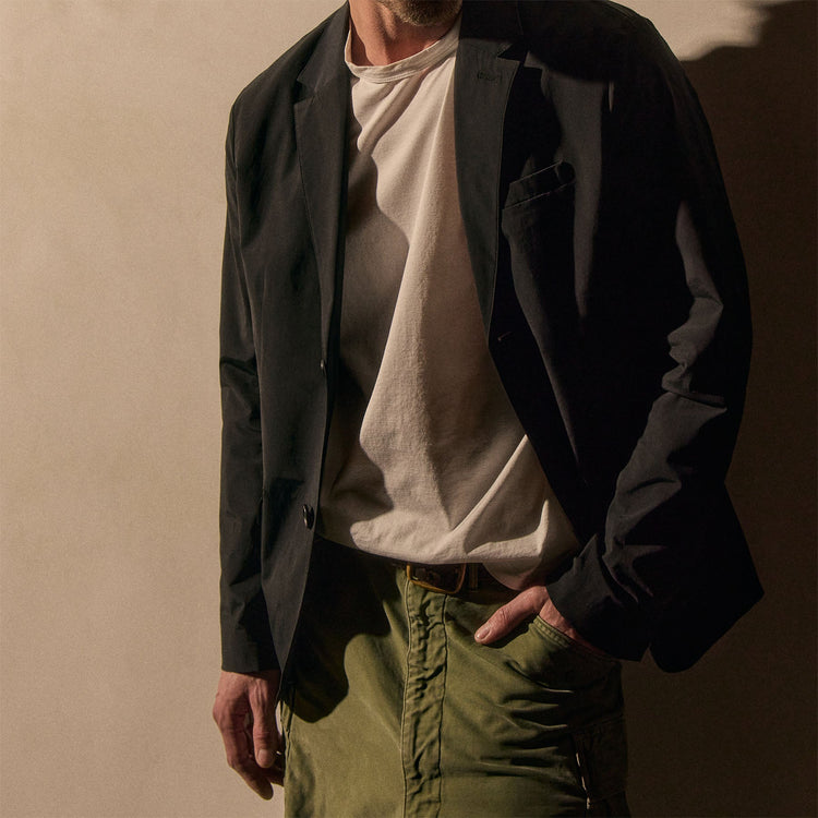 Cotton Poplin Blazer in Black | James Perse Los Angeles