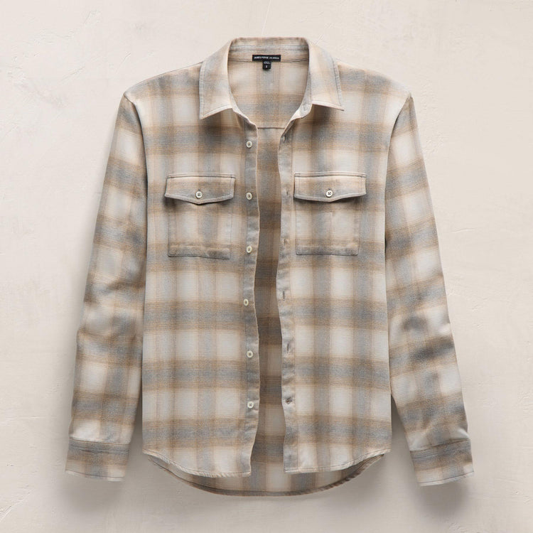 Soft Flannel Plaid Shirt in Natural Plaid | James Perse Los Angeles