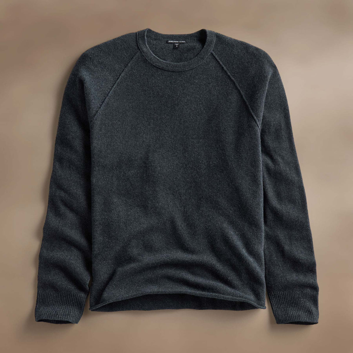 Rcld Cashmere Palm Intarsia Raglan in Coal/Off White | James Perse Los Angeles