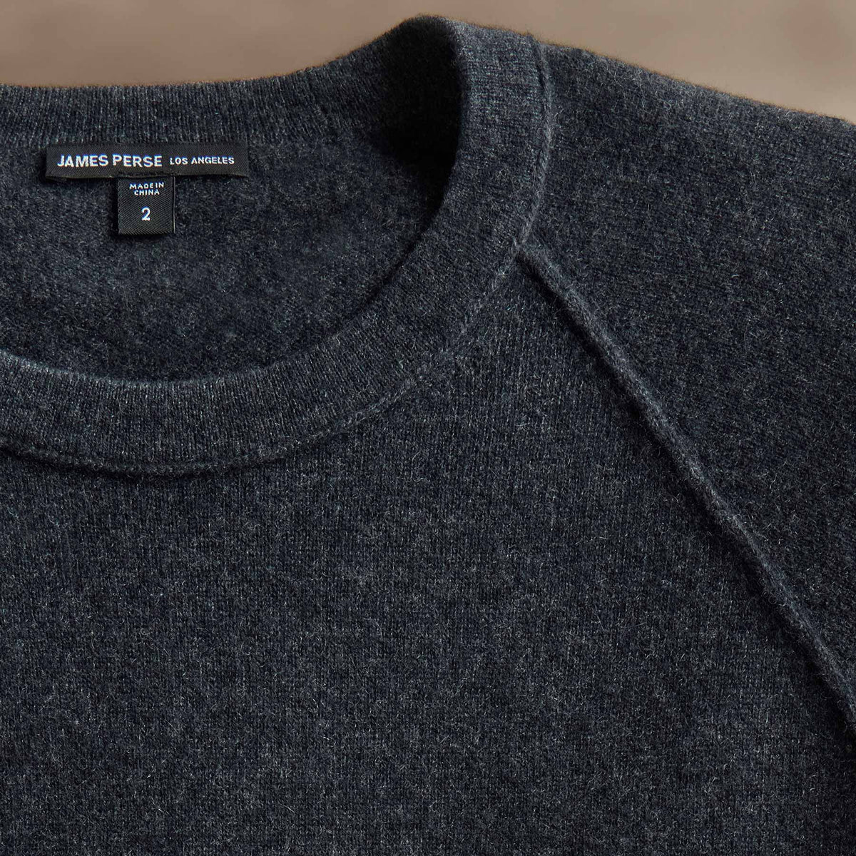 Rcld Cashmere Palm Intarsia Raglan in Coal/Off White | James Perse Los Angeles