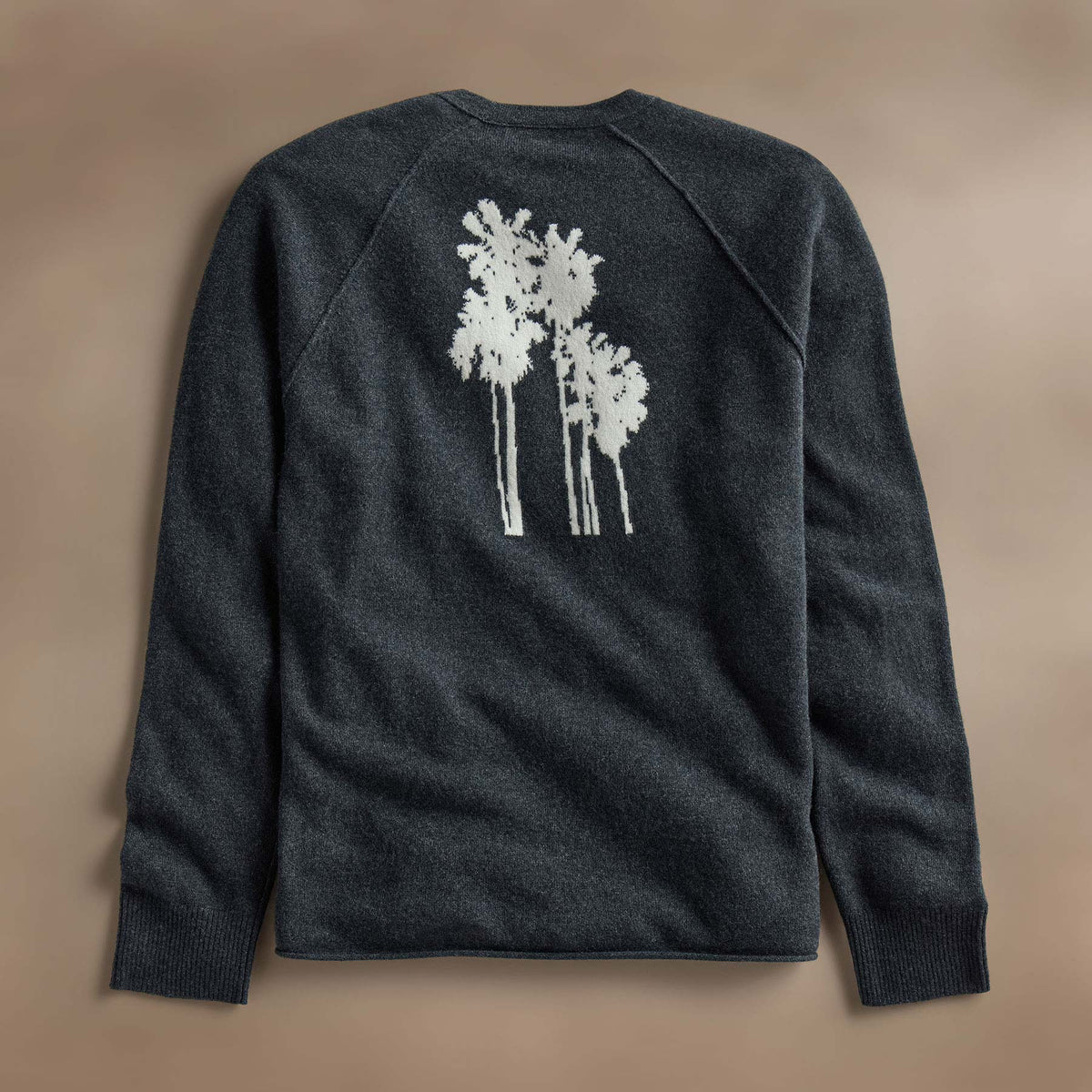 Rcld Cashmere Palm Intarsia Raglan in Coal/Off White | James Perse Los Angeles