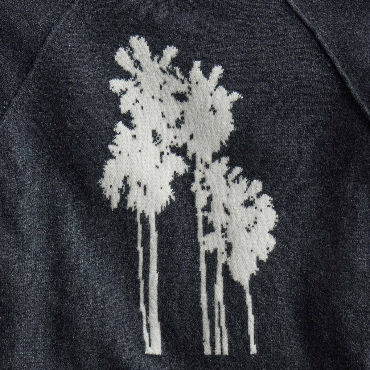Rcld Cashmere Palm Intarsia Raglan in Coal/Off White | James Perse Los Angeles