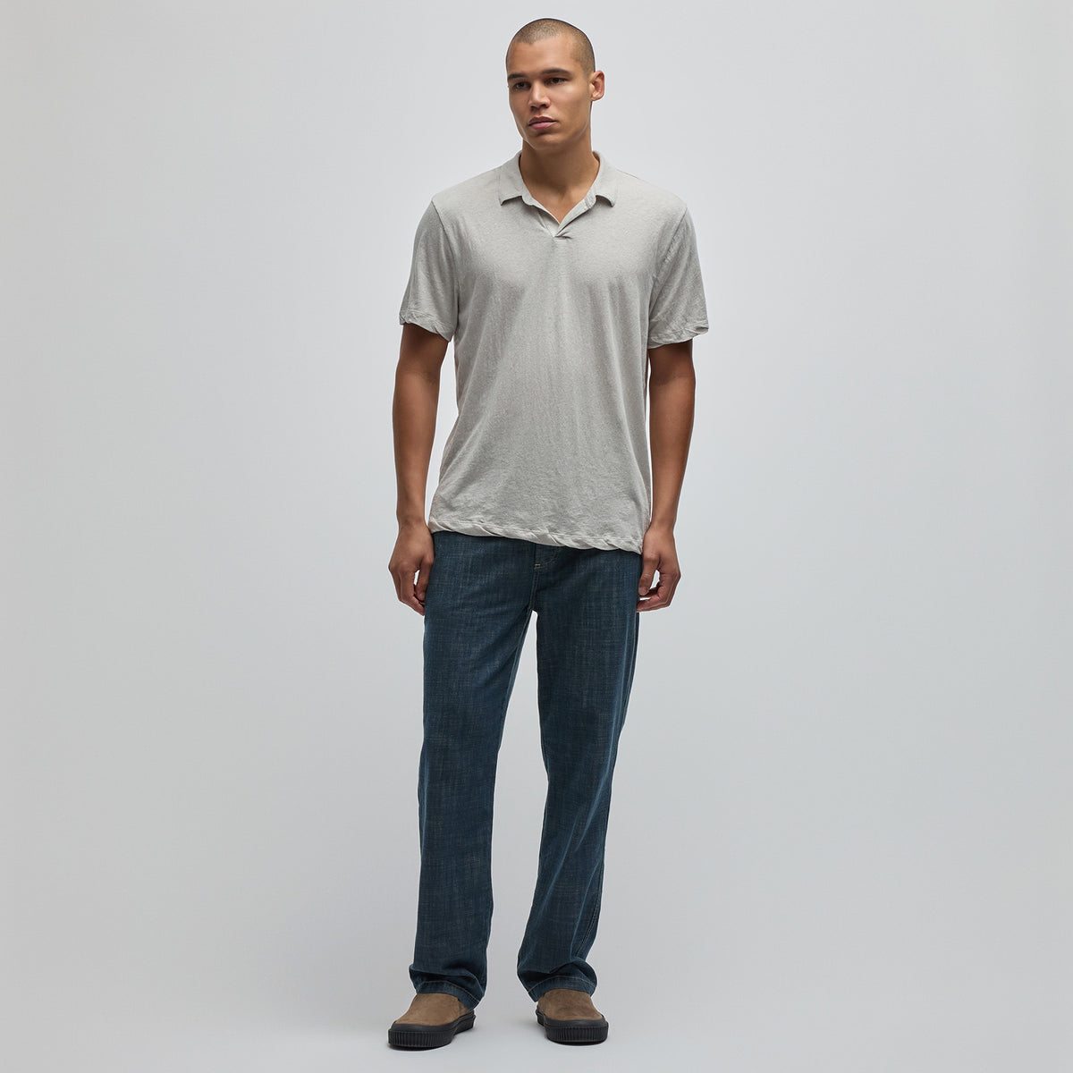 Recycled Cotton Jersey Polo in Salt | James Perse Los Angeles