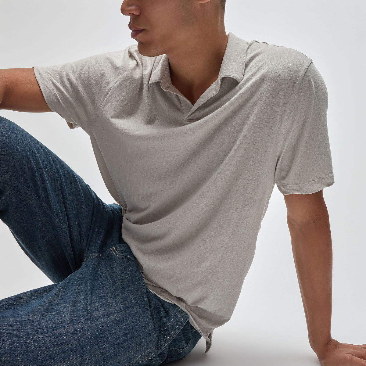 Recycled Cotton Jersey Polo in Salt | James Perse Los Angeles