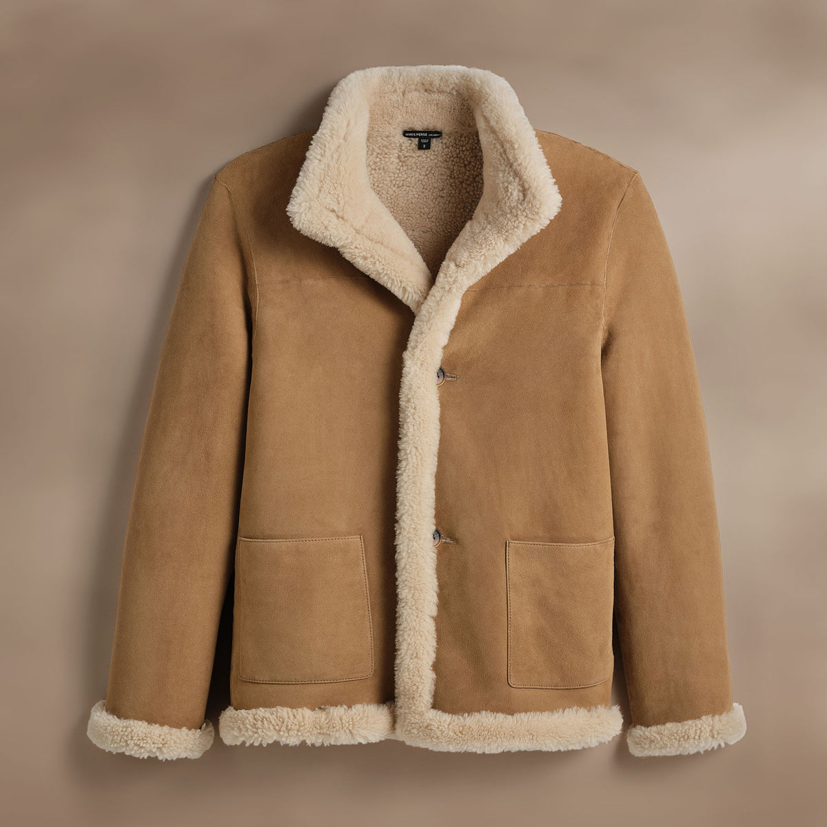 Shearling Car Coat in Caramel | James Perse Los Angeles