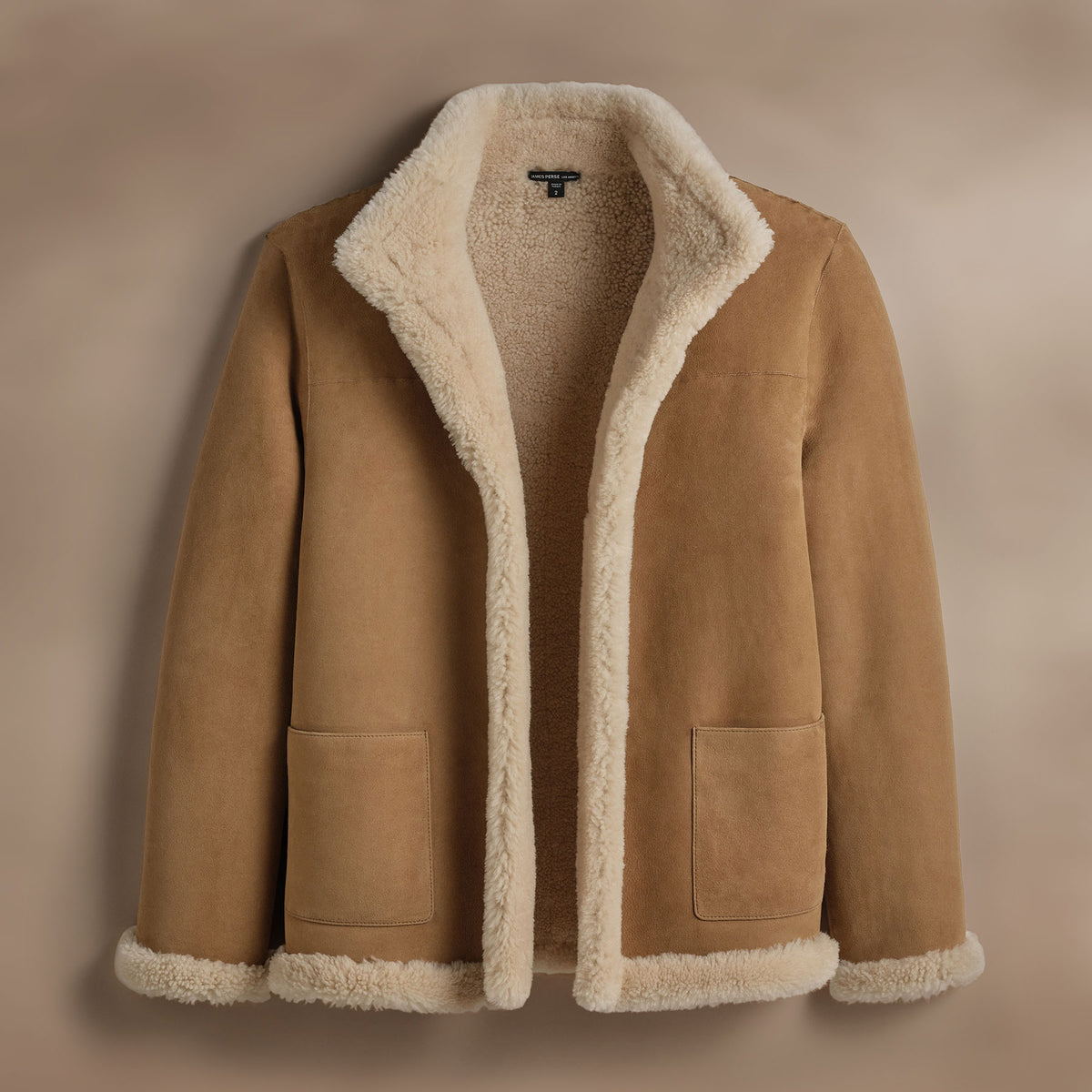 Shearling Car Coat in Caramel | James Perse Los Angeles