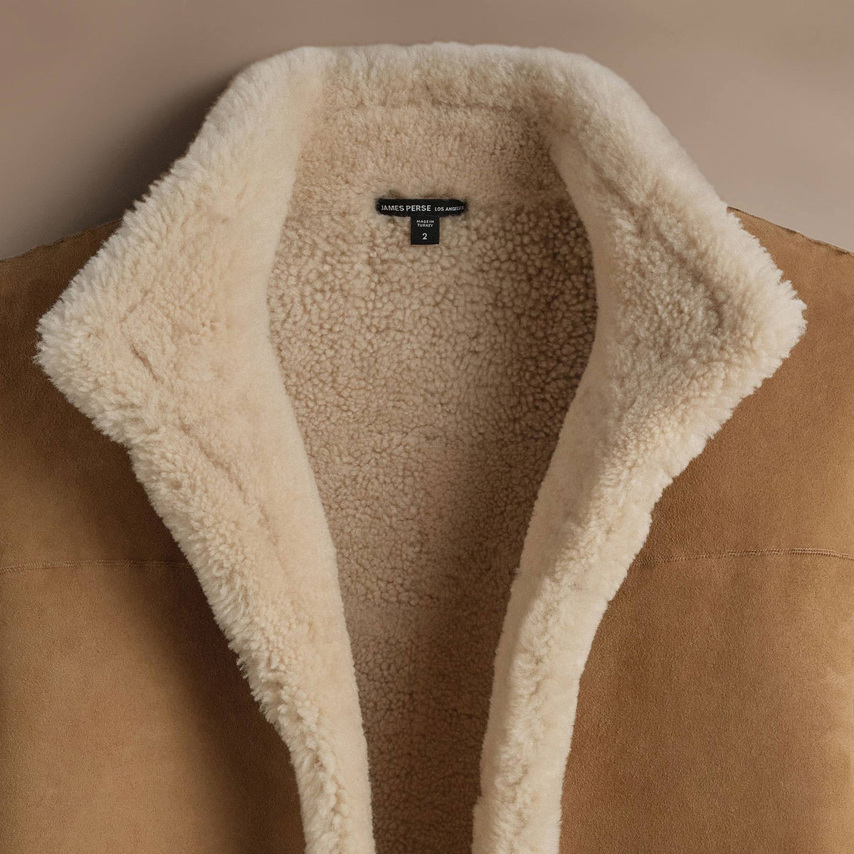 Shearling Car Coat in Caramel | James Perse Los Angeles