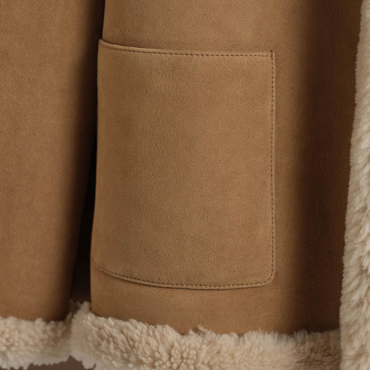Shearling Car Coat in Caramel | James Perse Los Angeles