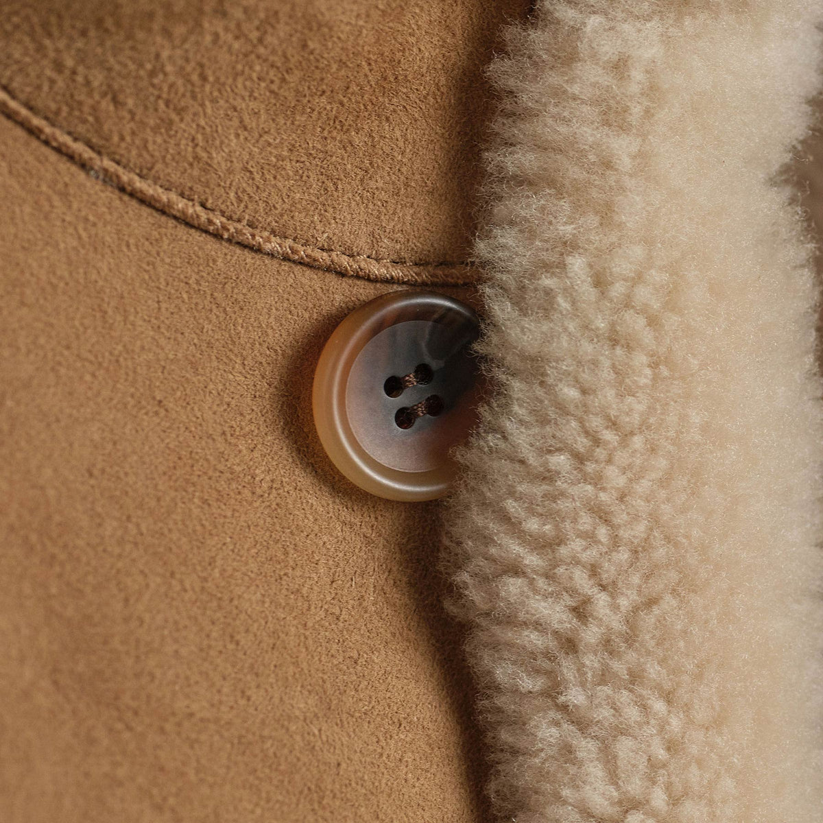 Shearling Car Coat in Caramel | James Perse Los Angeles