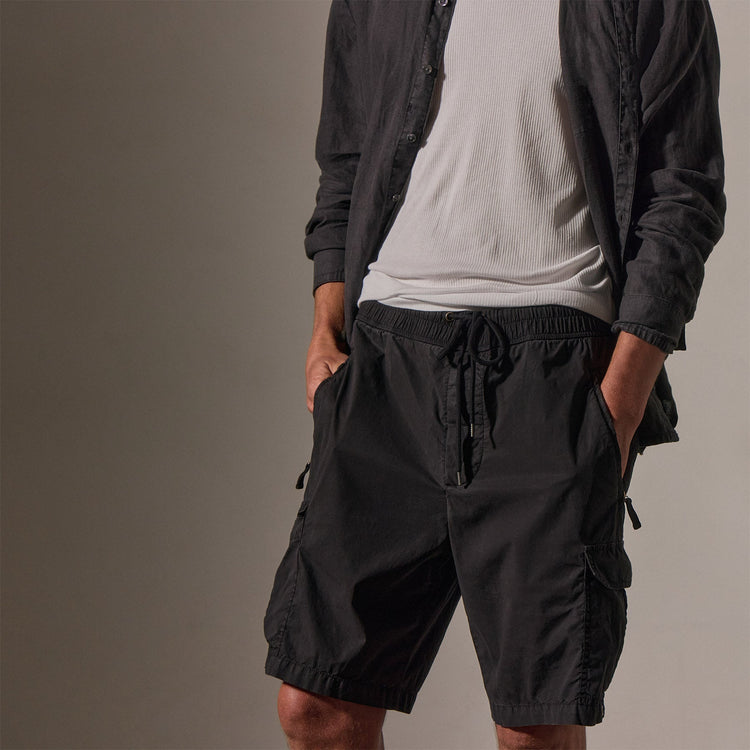 Parachute Poplin Cargo Short in Black | James Perse Los Angeles