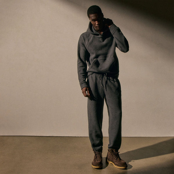 Cozy Hooded Sweatshirt in Heather Charcoal | James Perse Los Angeles