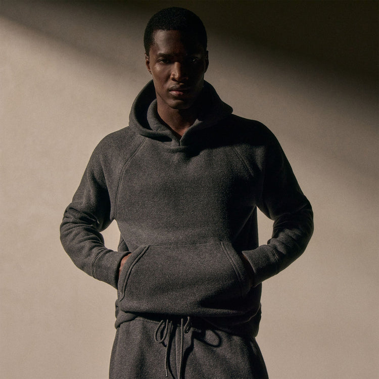 Cozy Hooded Sweatshirt in Heather Charcoal | James Perse Los Angeles