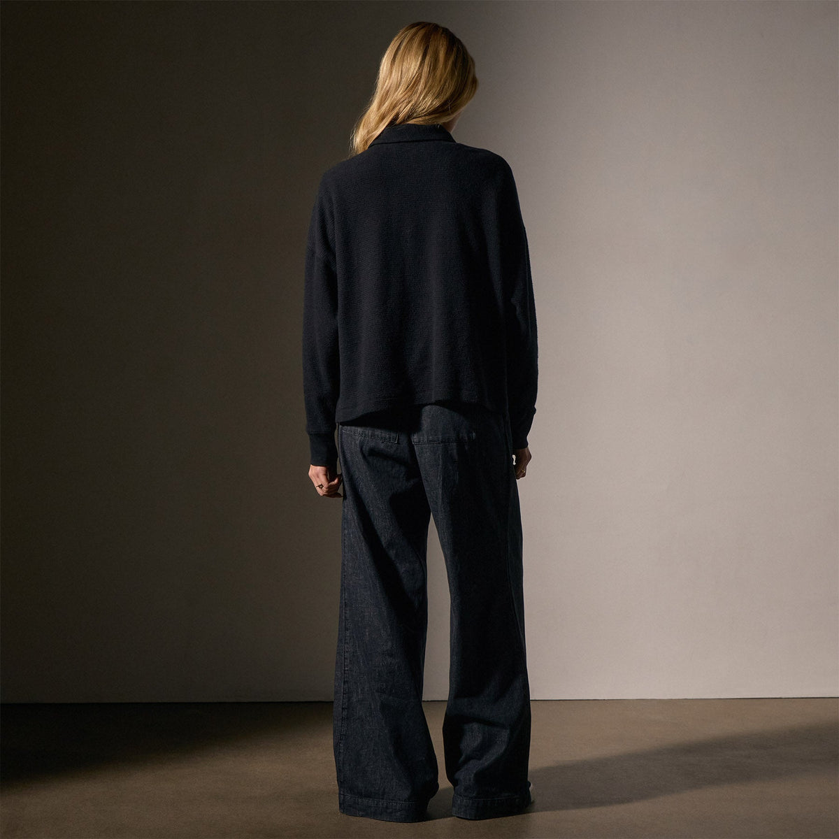 Brushed Thermal Half Zip in Black | James Perse Los Angeles