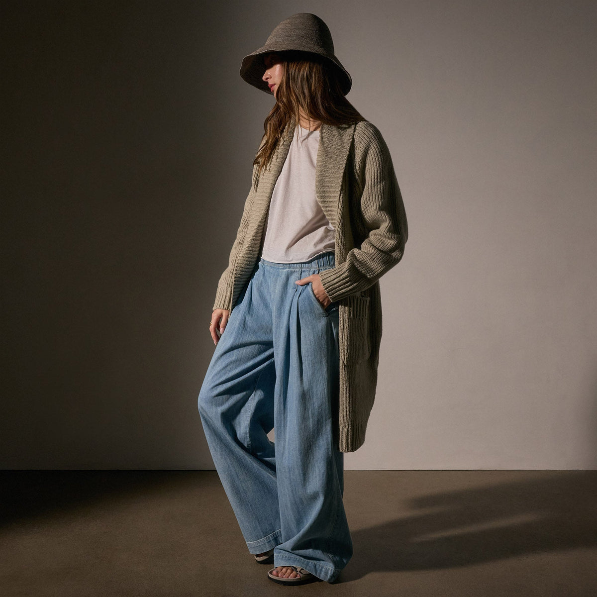 Cotton Shawl Collar Cardigan in Overcast | James Perse Los Angeles