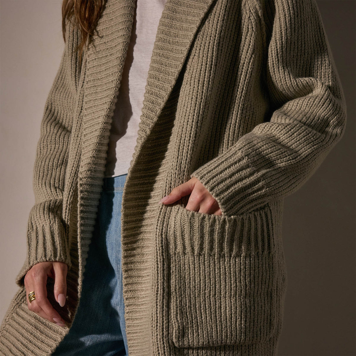 Cotton Shawl Collar Cardigan in Overcast | James Perse Los Angeles