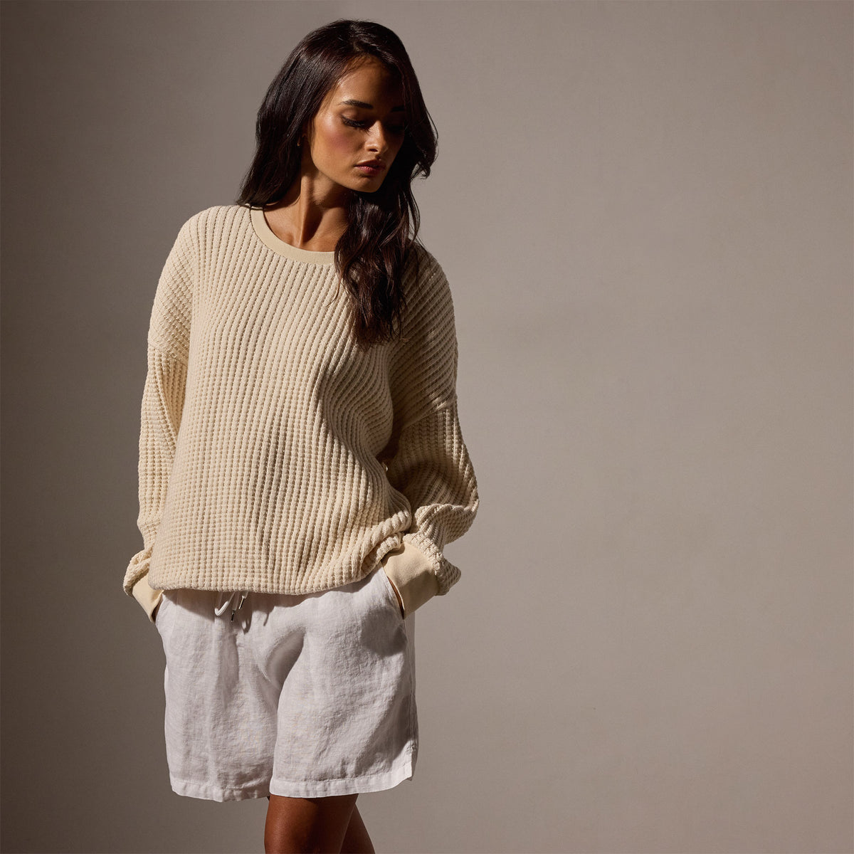 Thermal Sweatshirt in Natural | James Perse Los Angeles