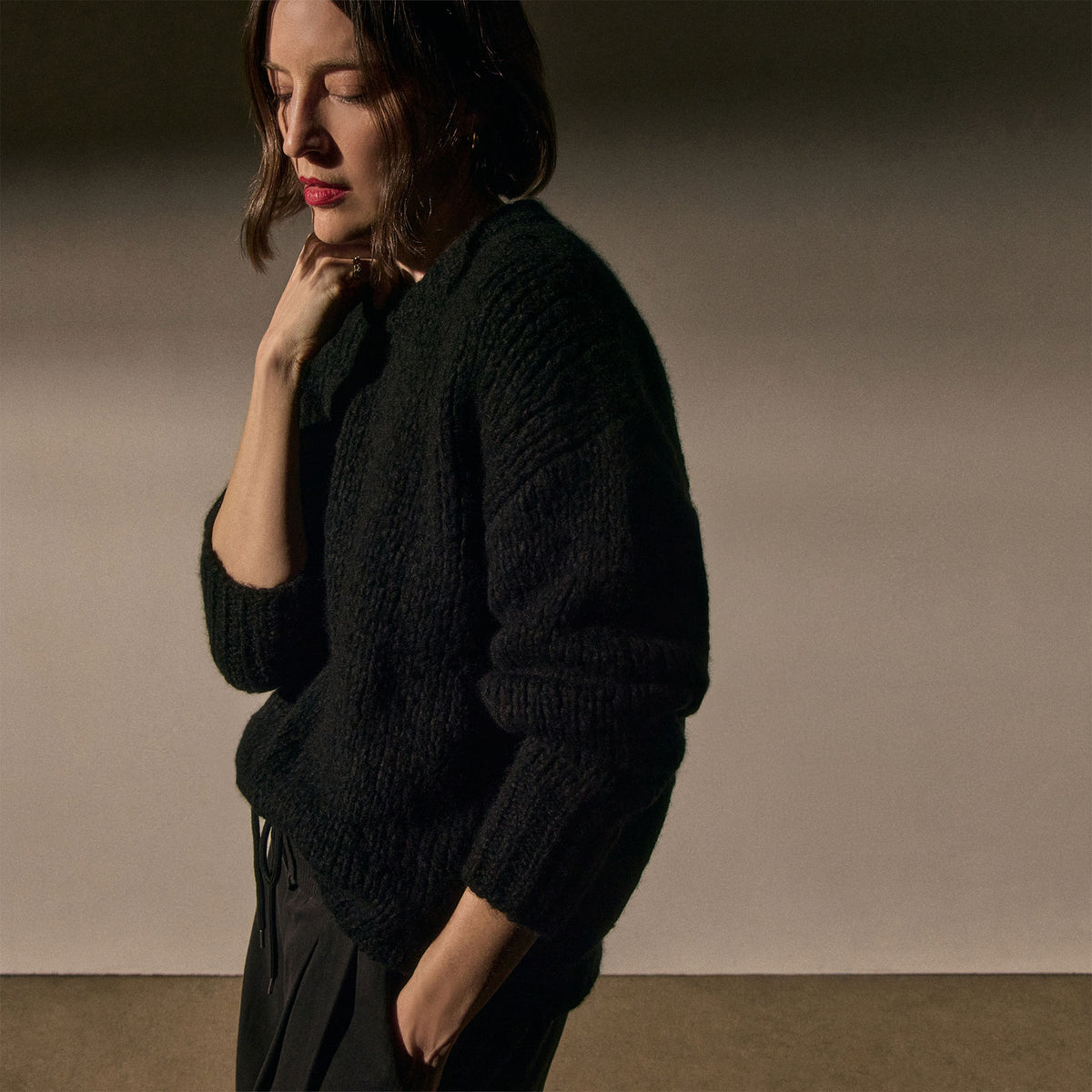 Cashmere Silk Crew Neck - Black
