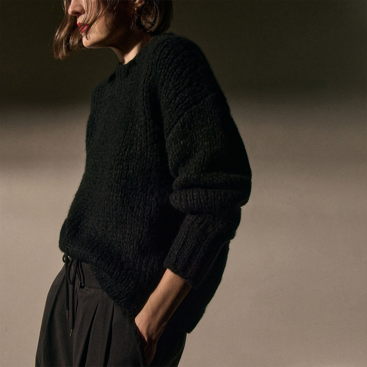 Cashmere Silk Crew Neck - Black