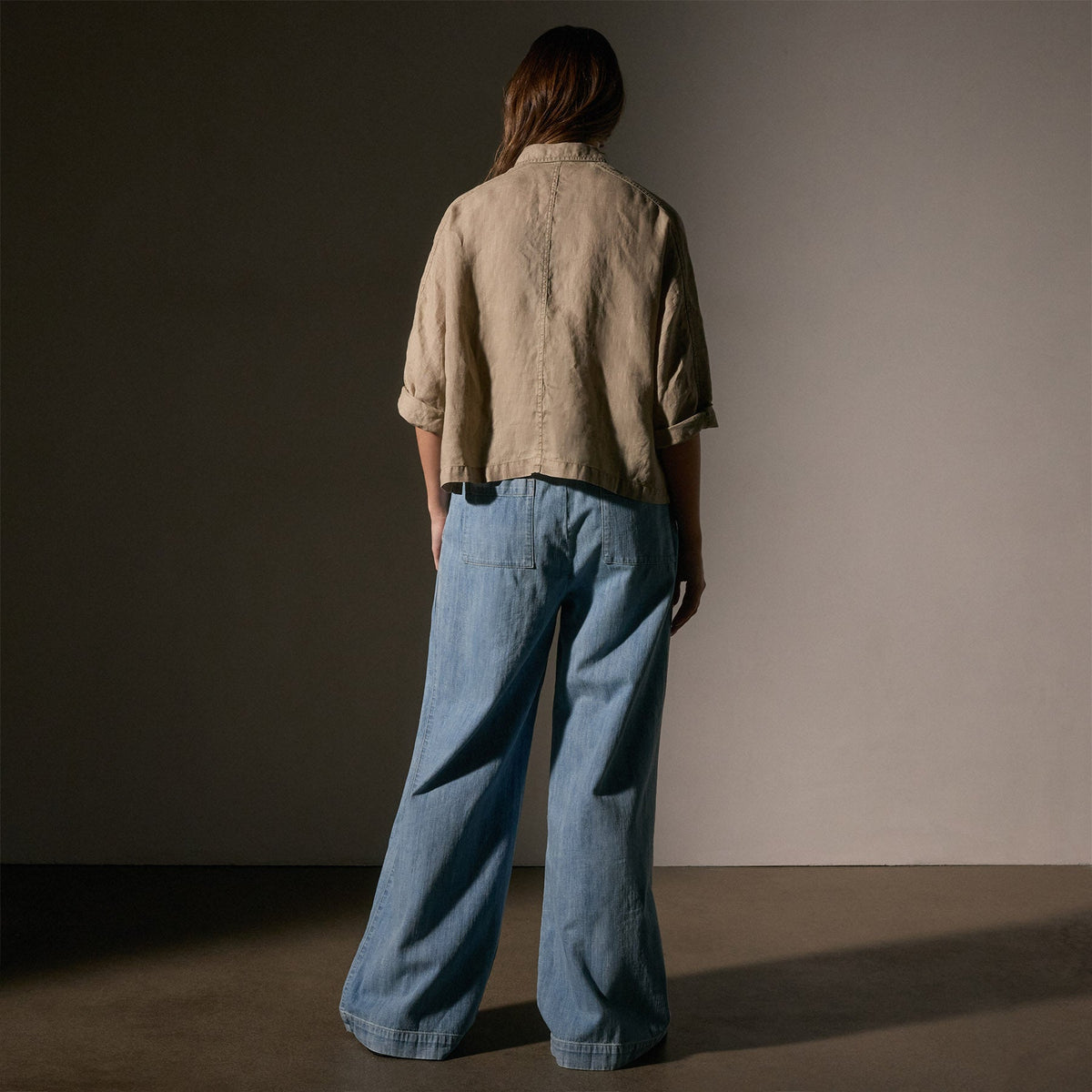 Pocket Cropped Shirt in Overcast Pigment | James Perse Los Angeles
