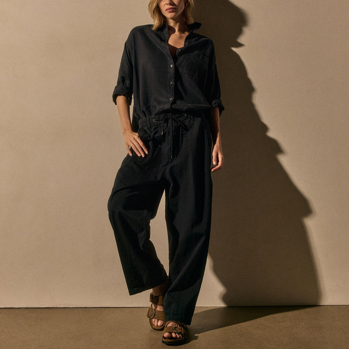 Linen Oversized Shirt in Classic Navy | James Perse Los Angeles